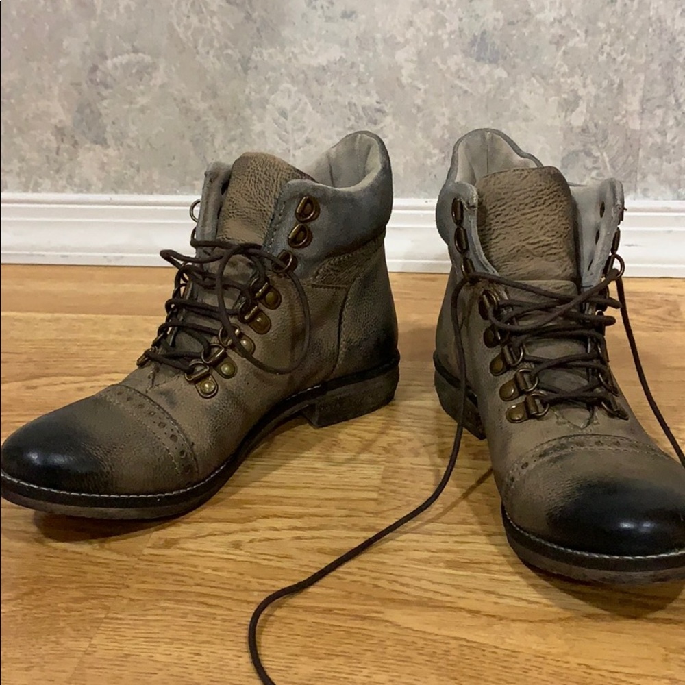 Leather combat boots